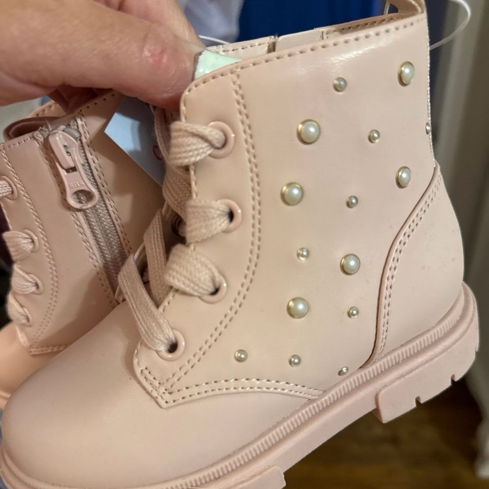 Cat & Jack Light Pink Pearl-Embellished Kids Boots